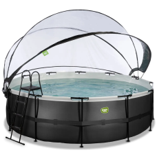 Бассейн EXIT с куполом черная кожа 450х122 см (тепловой насос и песочный фильтр)